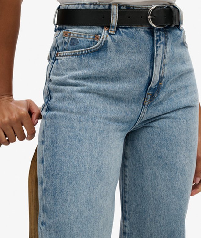 Superdry Damen Bio-baumwoll Jeans mit Hohem Bund und Weitem Bein Blue - Größe: 26/30