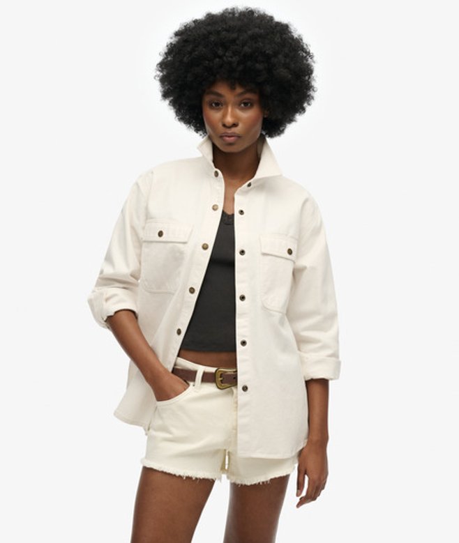 Superdry Women's Workwear-hemdjacke Weiß - Größe: 44
