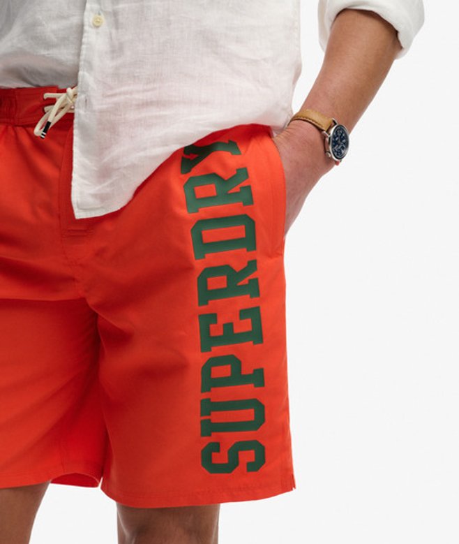 Superdry Herren Logo 19-Inch Boardshorts Orange - Größe: S