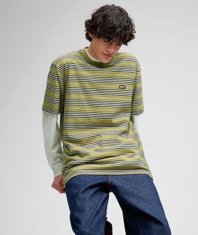 Superdry Herren OverGrößed T-shirt mit Streifen Green - Größe: Xxl