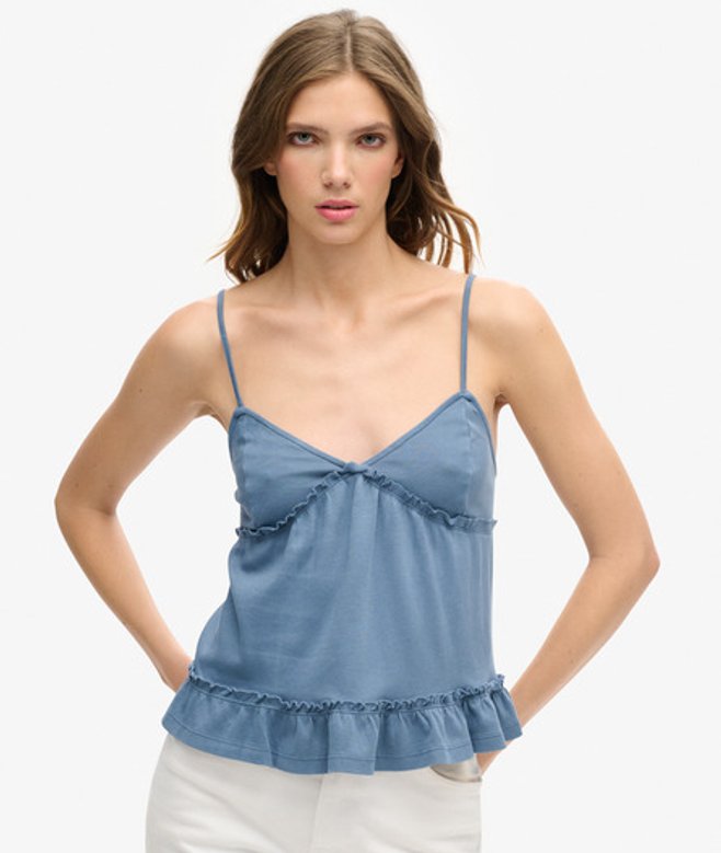 Superdry Damen Marineblau Gestuftes Jersey-Trägertop, Größe: 38