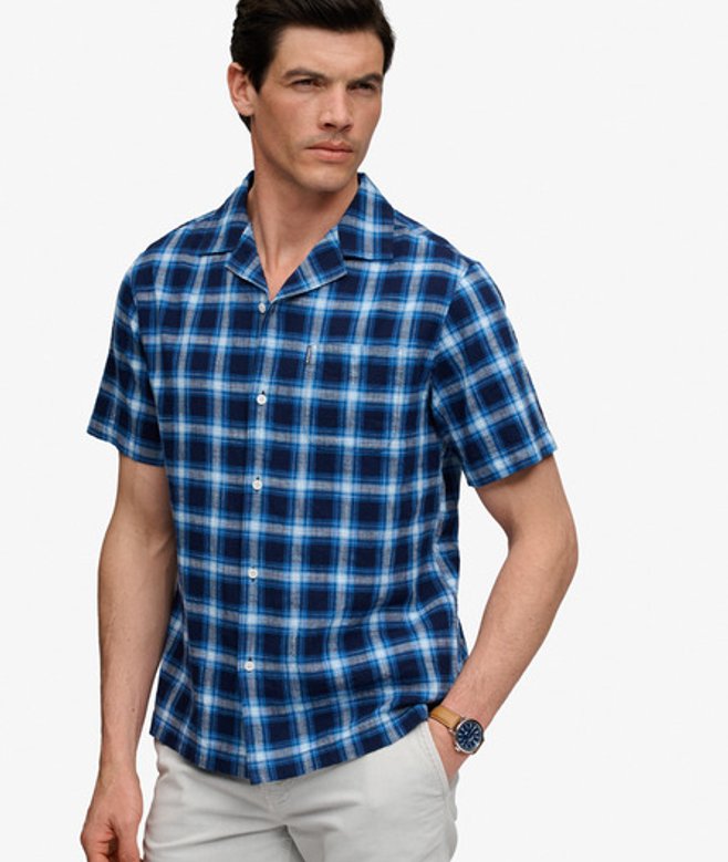 Superdry Herren Cabana Check Kurzarmhemd Navy - Größe: M