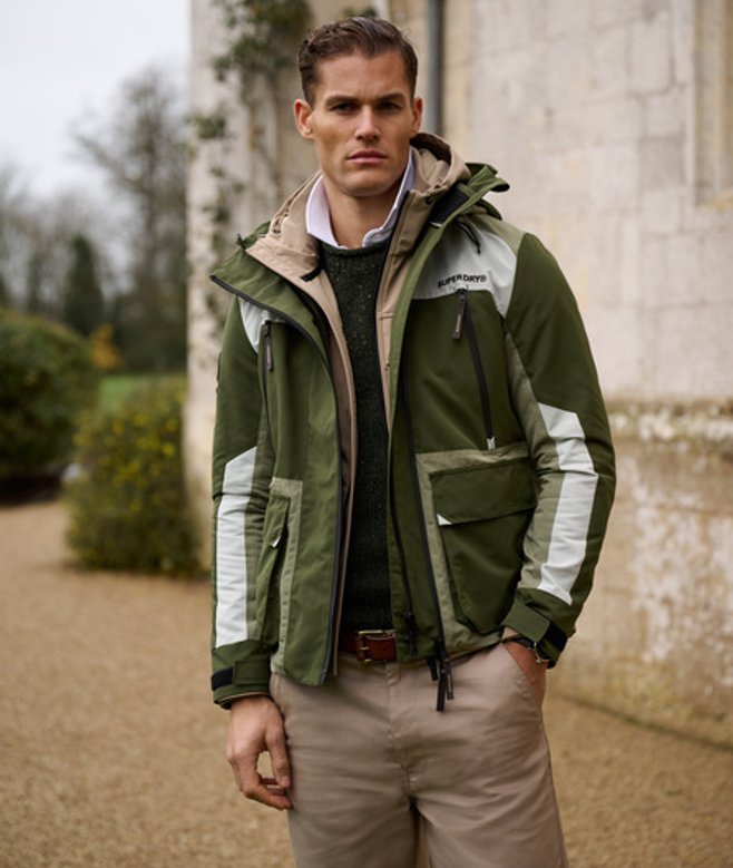 Superdry Herren Kapuzen-windbreaker mit Colorblocking Green - Größe: M