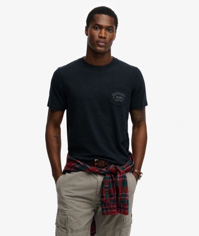 Superdry Herren Vintage Prep T-shirt mit Tasche Navy - Größe: XL