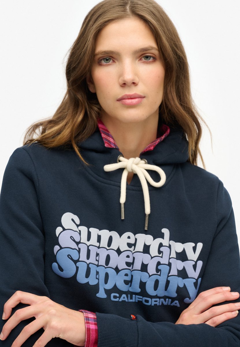 Superdry Women's Stacked Hoodie Marineblau - Größe: 40