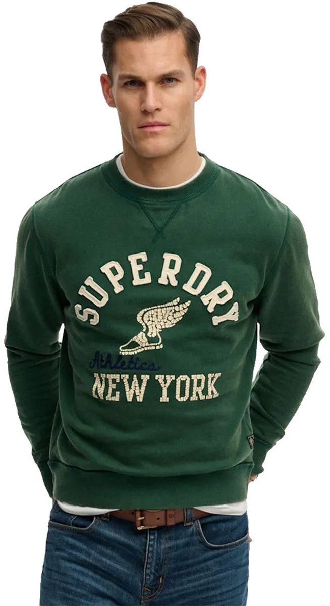 Superdry Herren Vintage Athletic Crew Sweatshirt Green - Größe: Xxxl