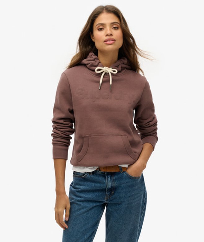 Superdry Damen Farblich Abgestimmtes Core Hoodie Braun - Größe: 38