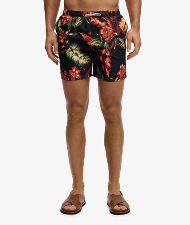 Superdry Herren Hawaiian Print 16-inch Badeshorts Black - Größe: S