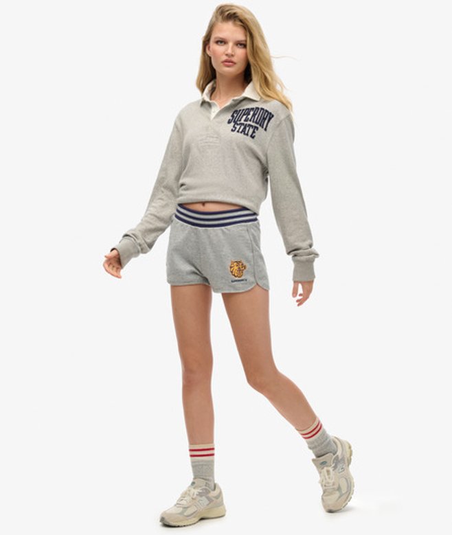 Superdry Damen Vintage Collegiate Shorts Grau - Größe: 42