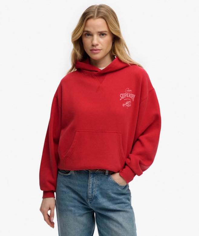 Superdry Damen Heritage Hamptons Hoodie Red - Größe: 42