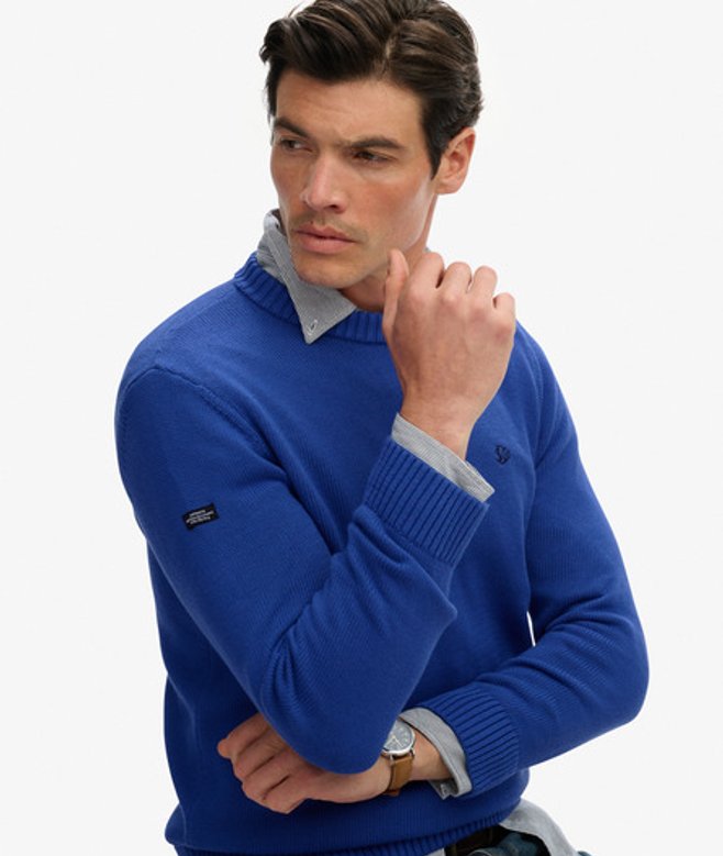 Superdry Herren Preppy Baumwoll-pullover Blue - Größe: Xxl