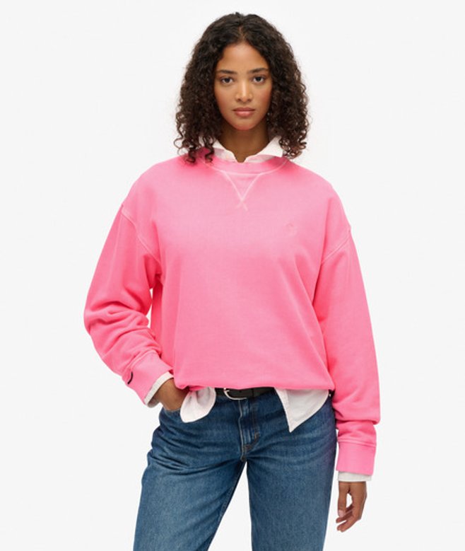 Superdry Damen Studios Sweatshirt mit Rundhalsausschnitt Pink - Größe: 36