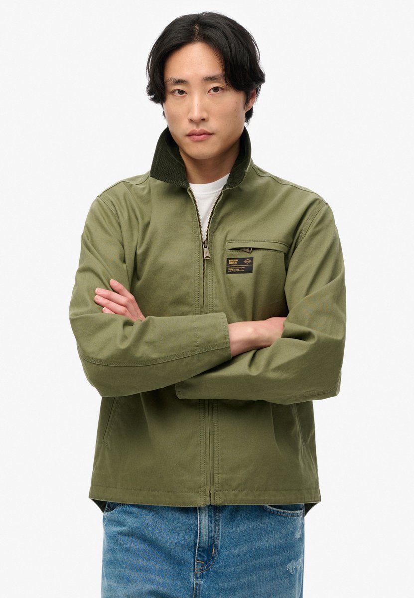 Superdry Men's Cordjacke mit Kragen Grün - Größe: M
