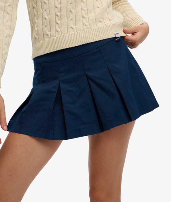 Superdry Damen Mini Plissierter Skort Navy - Größe: 38