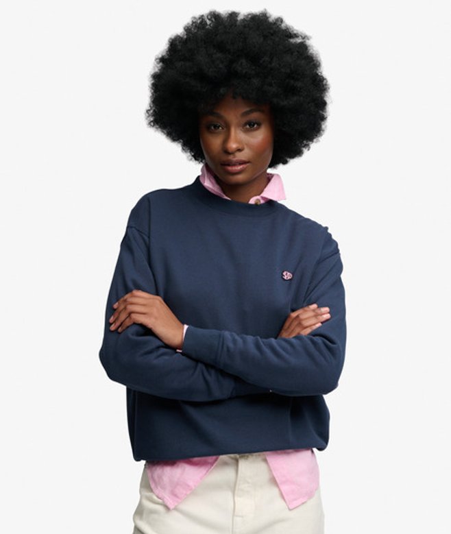Superdry Damen Essential Heritage Rundhals-sweatshirt Lockere Passform Navy - Größe: 40