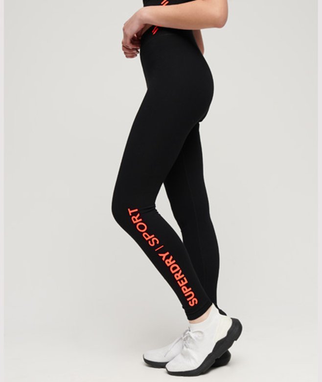 Superdry Damen Core Sports Leggings mit Hohem Bund Schwarz - Größe: 36