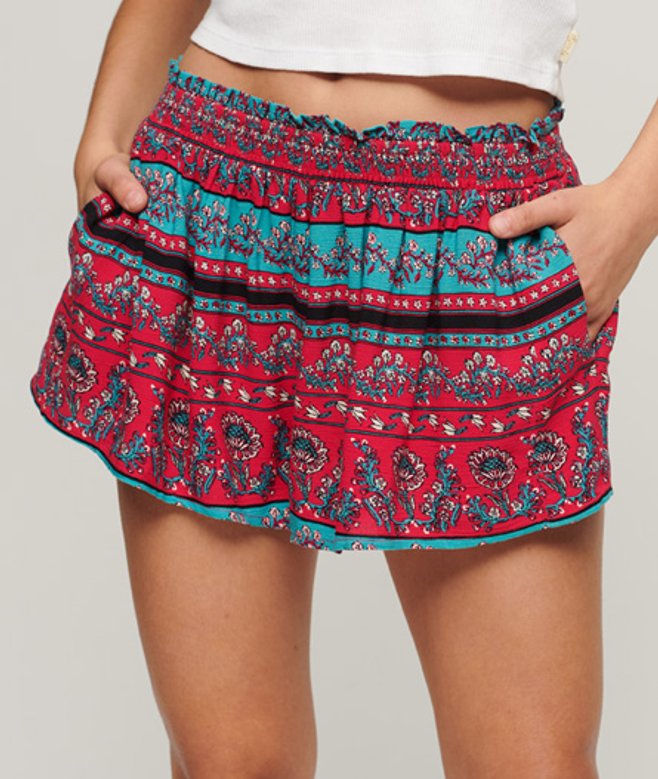 Superdry Damen Gesmokte Strandshorts Pink - Größe: 42