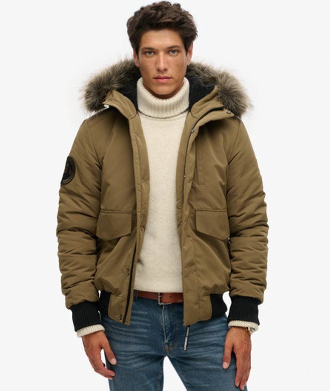 Superdry Herren Everest Bomber-steppjacke mit Kapuze Grün - Größe: Xxl