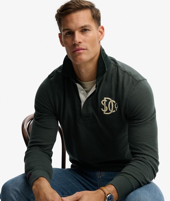 Superdry Herren Vintage Athletic Rugby-shirt Green - Größe: M