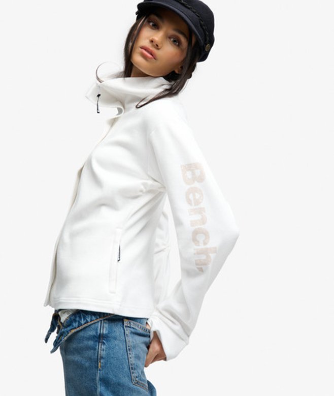 Superdry Damen Bench Trainingsjacke mit Stehkragen White - Größe: XS