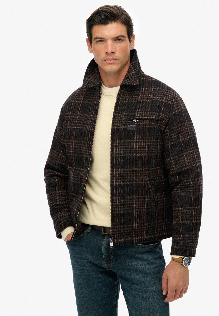Superdry Herren Karierte Ranch-jacke aus Wollmischung Brown - Größe: S