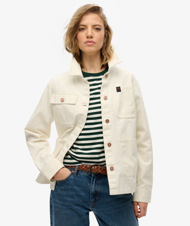 Superdry Women's Chore Jacke Weiß - Größe: 44