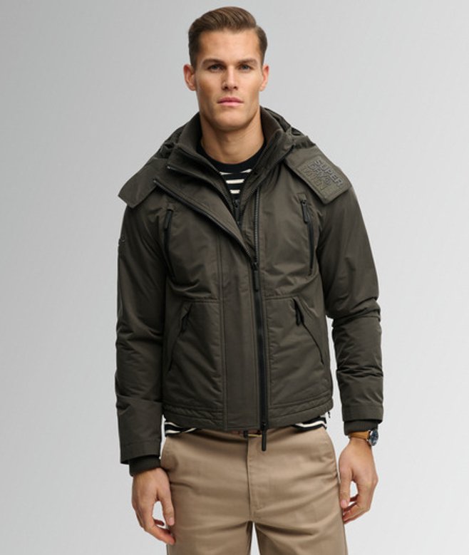 Superdry Herren Microfibre Arctic Windcheater Jacke mit Kapuze Black - Größe: XL