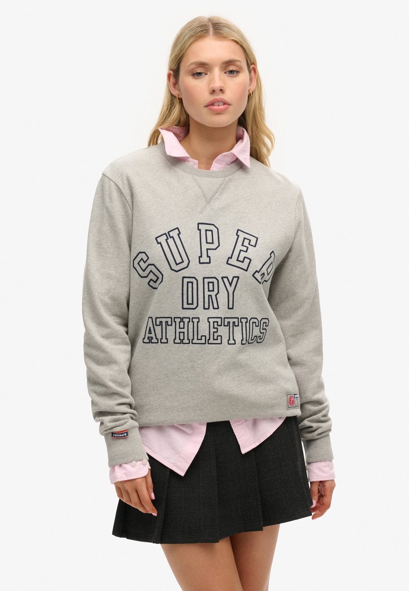 Superdry Damen Übergroßes Athletic Sweatshirt mit Print Grau - Größe: L