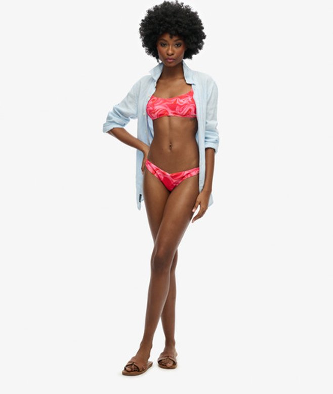 Superdry Damen Raffinierte Bikinihöschen mit Print Pink - Größe: 44