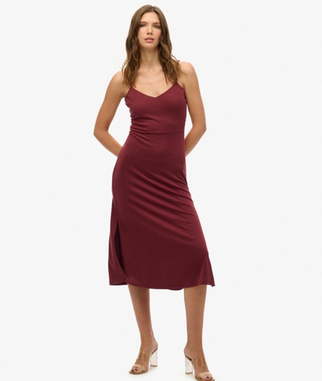Superdry Damen Jersey-kleid mit Rückenausschnitt Braun - Größe: 44