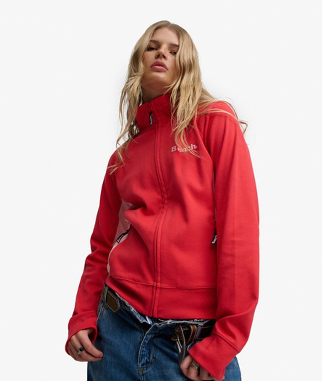 Superdry Damen Bench Hochkragen-trainingsjacke mit Kontrastdetails Red - Größe: XL