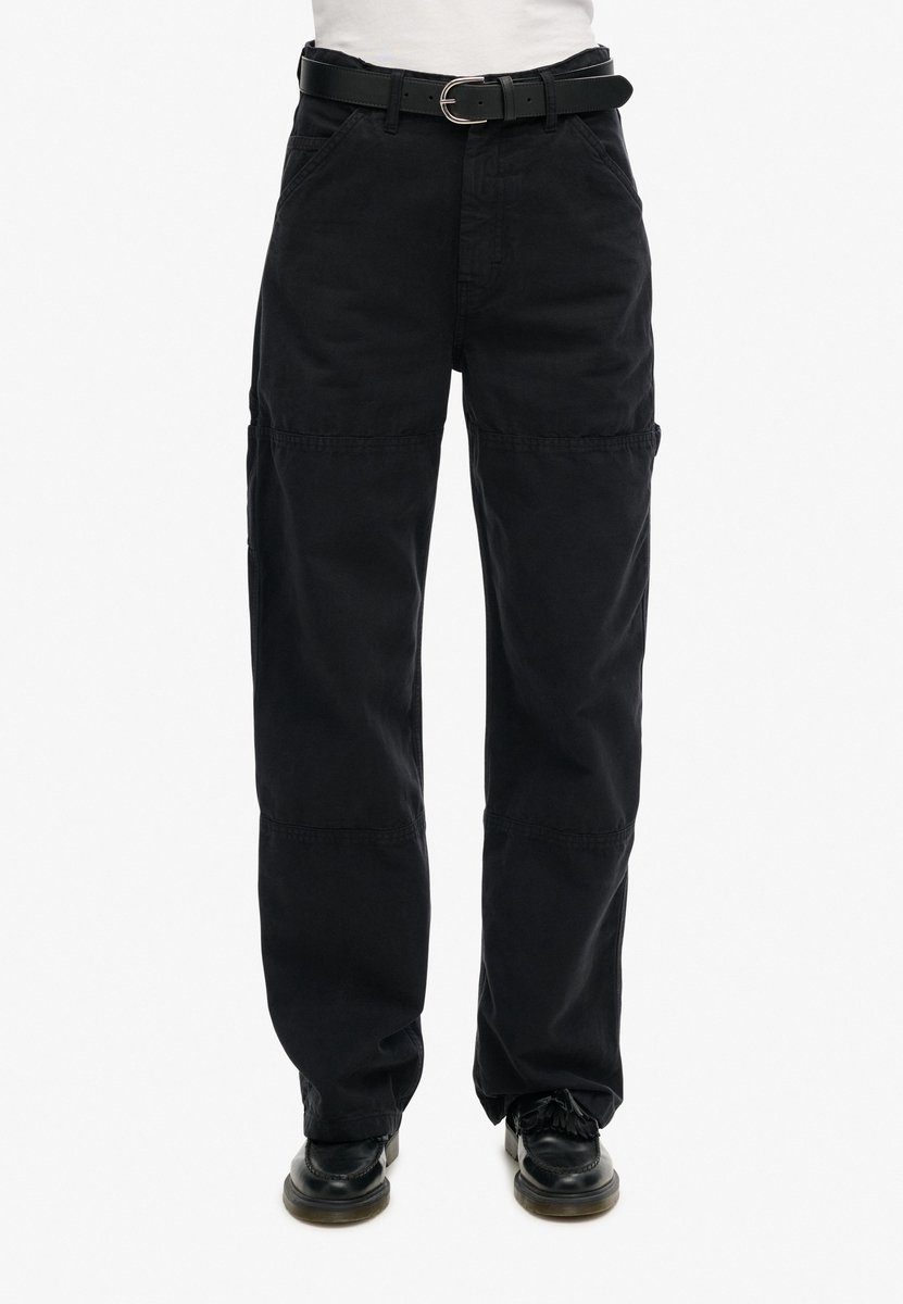 Superdry Damen Carpenter Hose mit Weitem Beinschnitt Schwarz - Größe: 30/32
