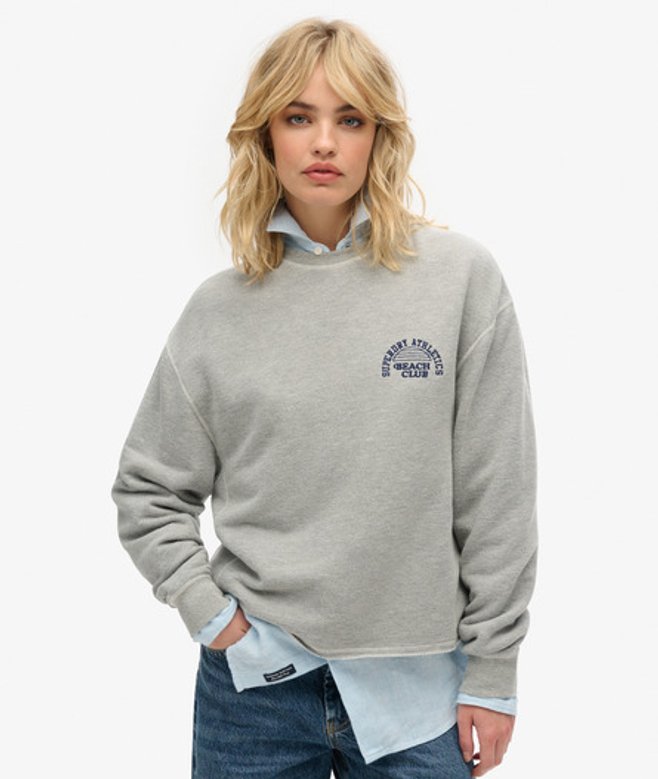 Superdry Damen Athletic Essentials Sweatshirt Grau - Größe: 40