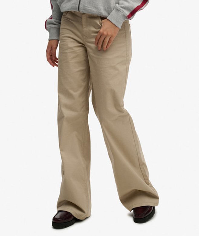 Superdry Damen Mid Rise Baggy Chino Grey - Größe: 34/32