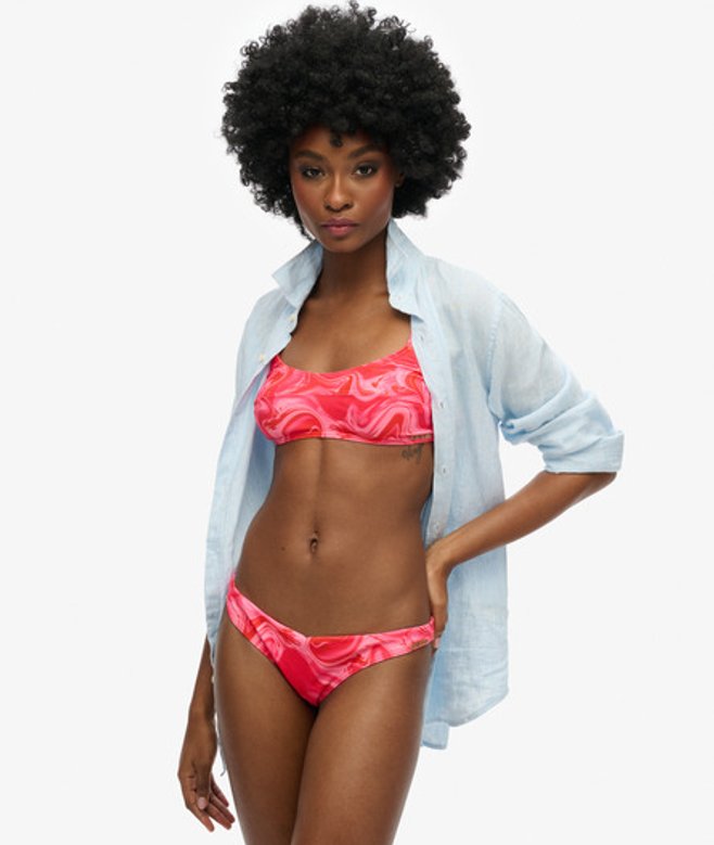 Superdry Damen Bedrucktes Bustier-bikinioberteil Pink - Größe: 40