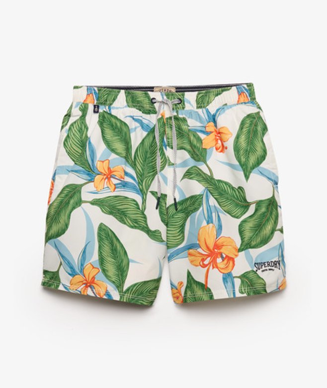 Superdry Herren Hawaiian Print 16-inch Badeshorts Green - Größe: M