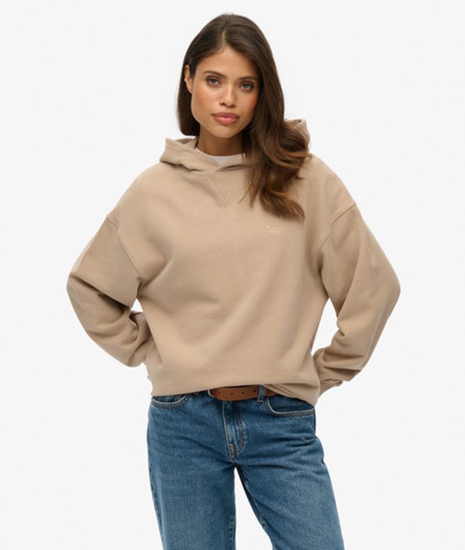 Superdry Damen Baumwolle Studios Hoodie, Helles Taupe - Größe: 46
