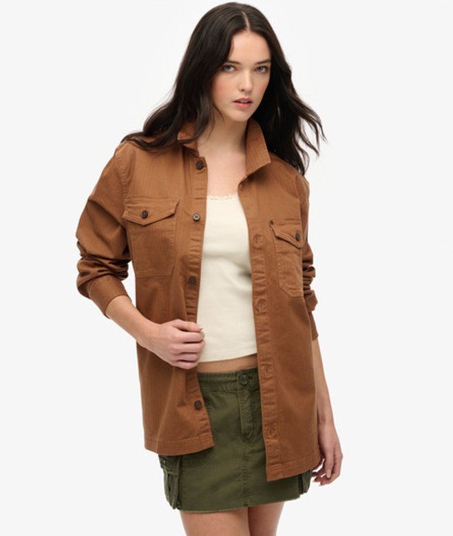Superdry Herren The Merchant Store - OverGröße-hemd mit Fischgrätmuster Brown - Größe: L