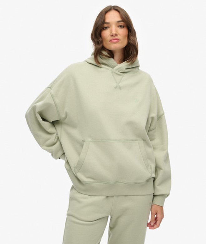 Superdry Damen Baumwolle Gesticktes Logo Studios Relaxed Kapuzenpullover, Hellgrün - Größe: 36
