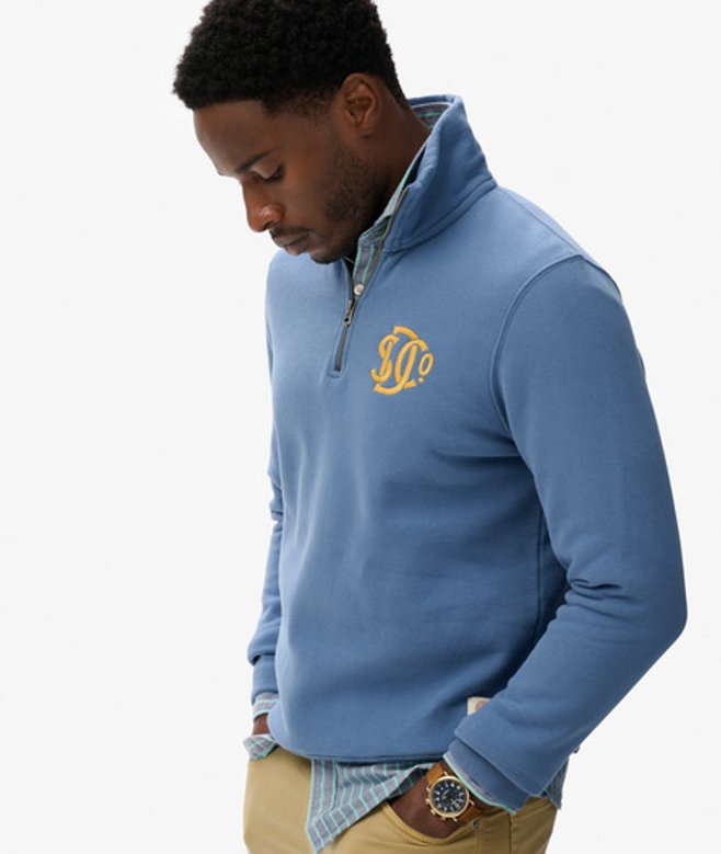 Superdry Herren Baumwolle Gesticktes Logo SD & CO Neon Trainingsshirt Mit Halbreißverschluss, Blau - Größe: S