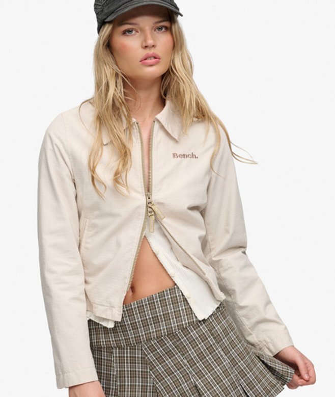 Superdry Damen Bench Ripstop-jacke mit Doppeltem Reißverschlusskragen Cream - Größe: XS