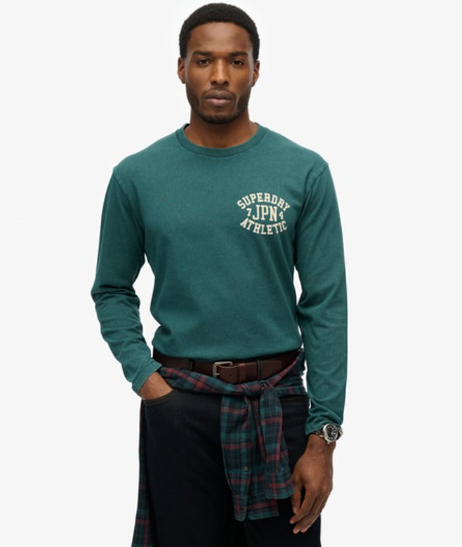 Superdry Men's Athletic Essentials Langarmshirt Grün - Größe: Xxl