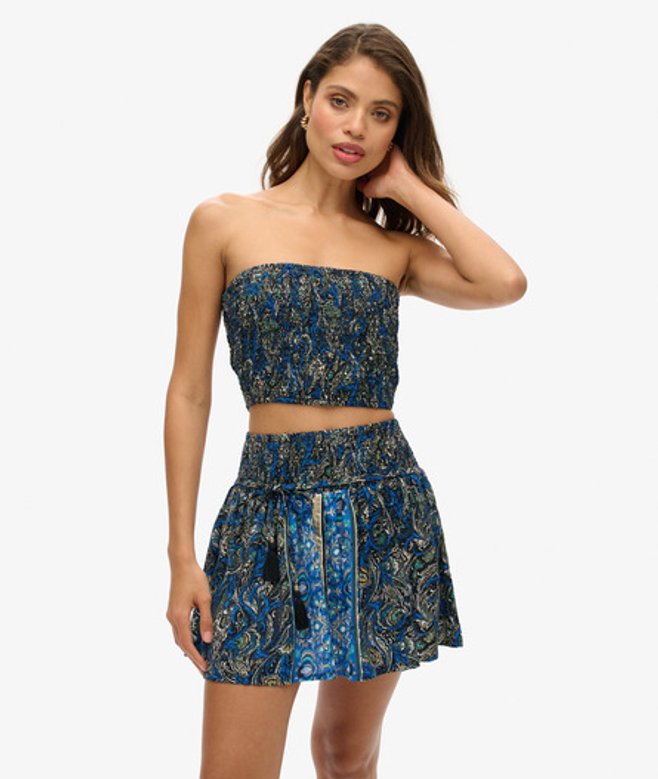 Superdry Damen Bandeau-oberteil mit Paisleymuster Marineblau - Größe: 42