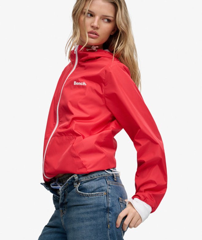 Superdry Damen Bench Kapuzen-shelljacke mit Reißverschluss Red - Größe: L