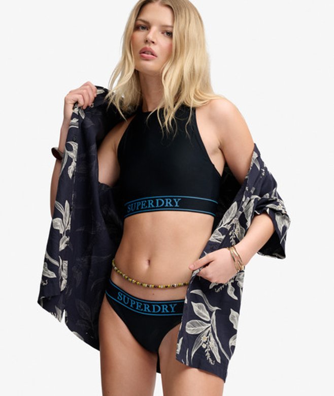 Superdry Damen Logo Racer Back Bikini-oberteil Navy - Größe: 44