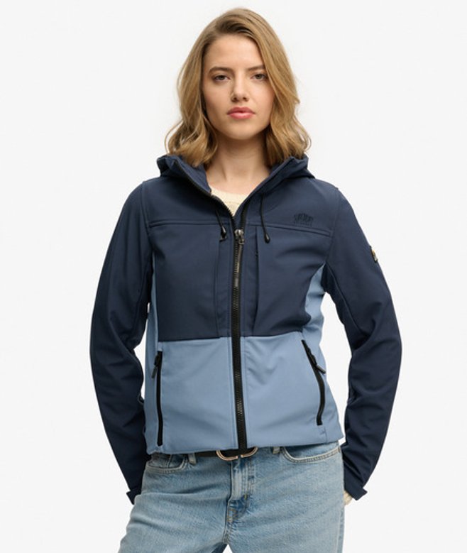 Superdry Damen Kapuzen-trekker-jacke mit Farbblöcken Navy - Größe: 36