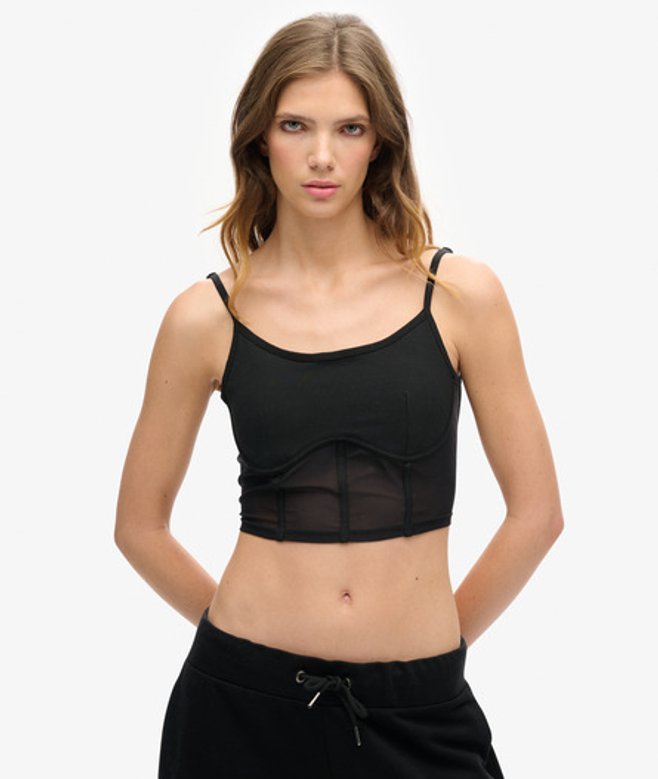 Superdry Damen Sport Tech Korsett-oberteil Schwarz - Größe: 42