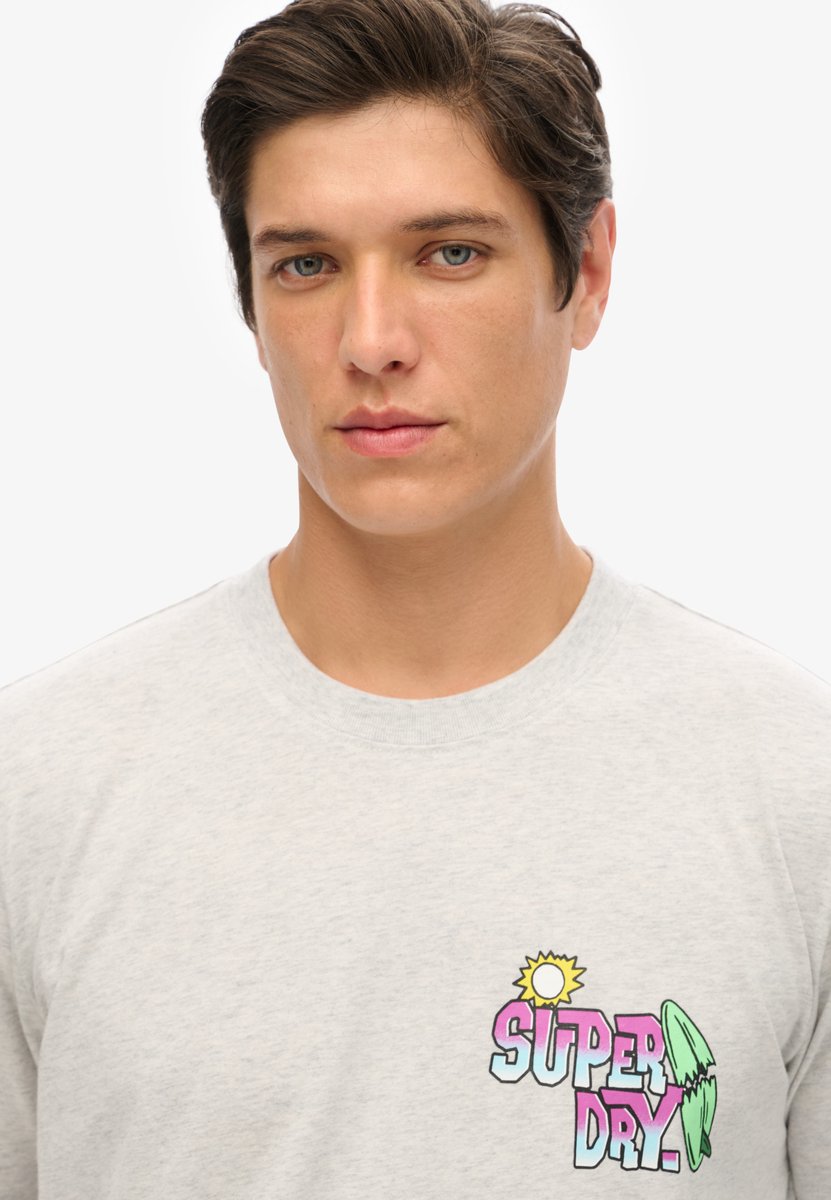 Superdry Herren Lässiges Neonfarbenes Travel T-shirt Hellgrau - Größe: L