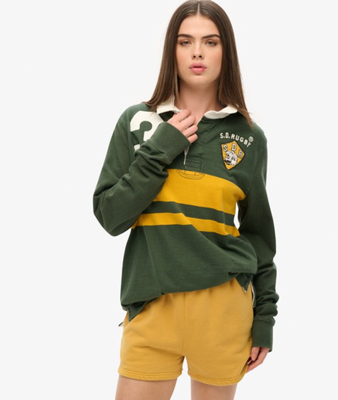 Superdry Damen Gelb Sweatshorts in Vintage-waschung Bestickt, Größe: 36 - Größe: 36