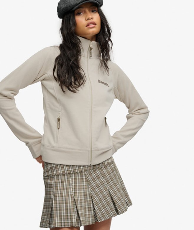 Superdry Damen Bench Sweatshirt mit Hohem Kragen Cream - Größe: Xxs